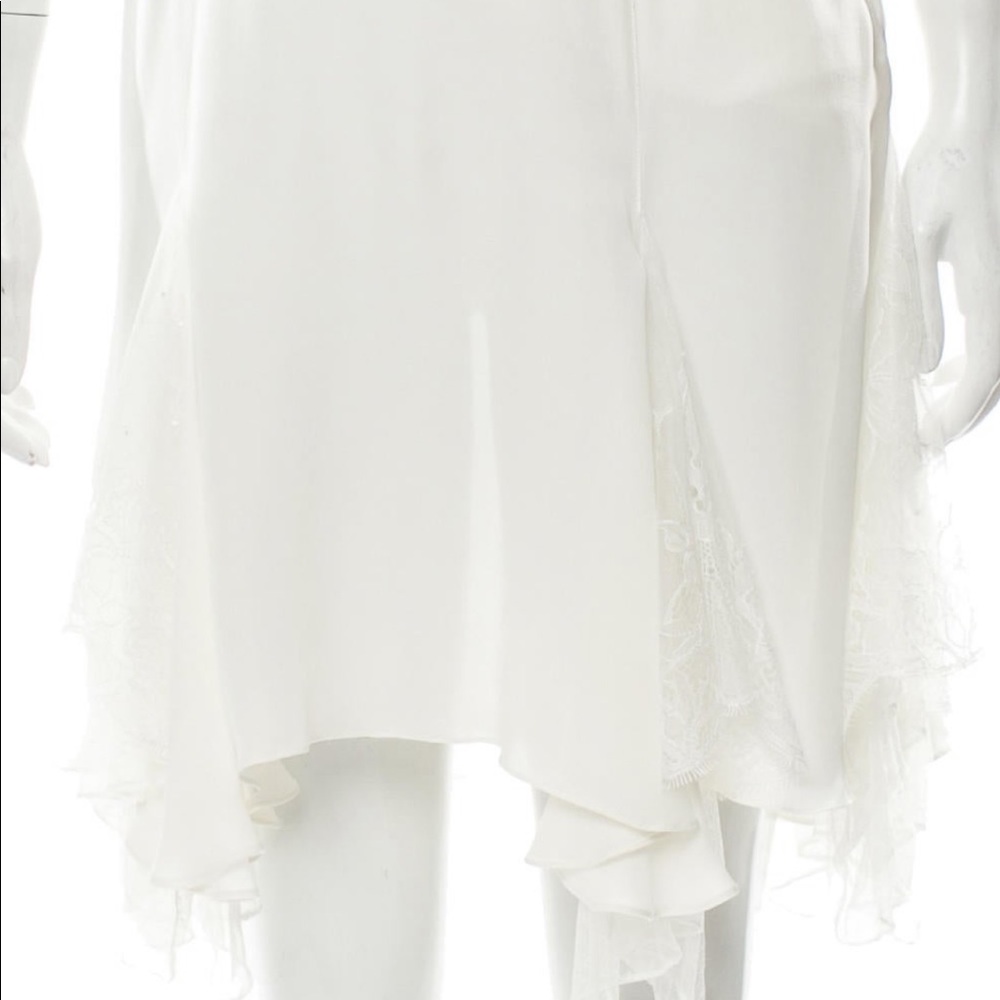 Cinq a Sept Silk Mini Lace Ruffle White Dress - Picture 10 of 13